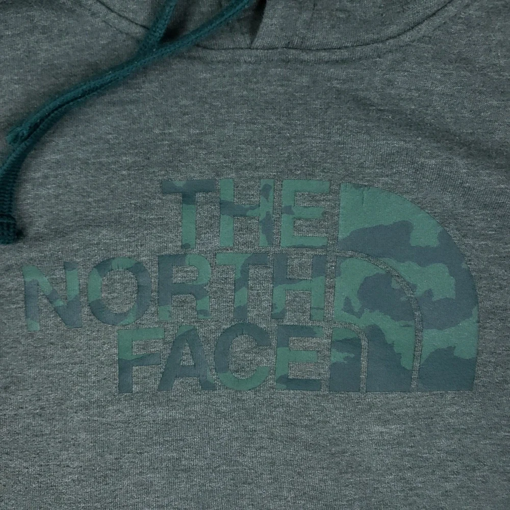 The North Face Mens L Hoodie Green Camo Logo Pullover‎ Sweatshirt Gorpcore